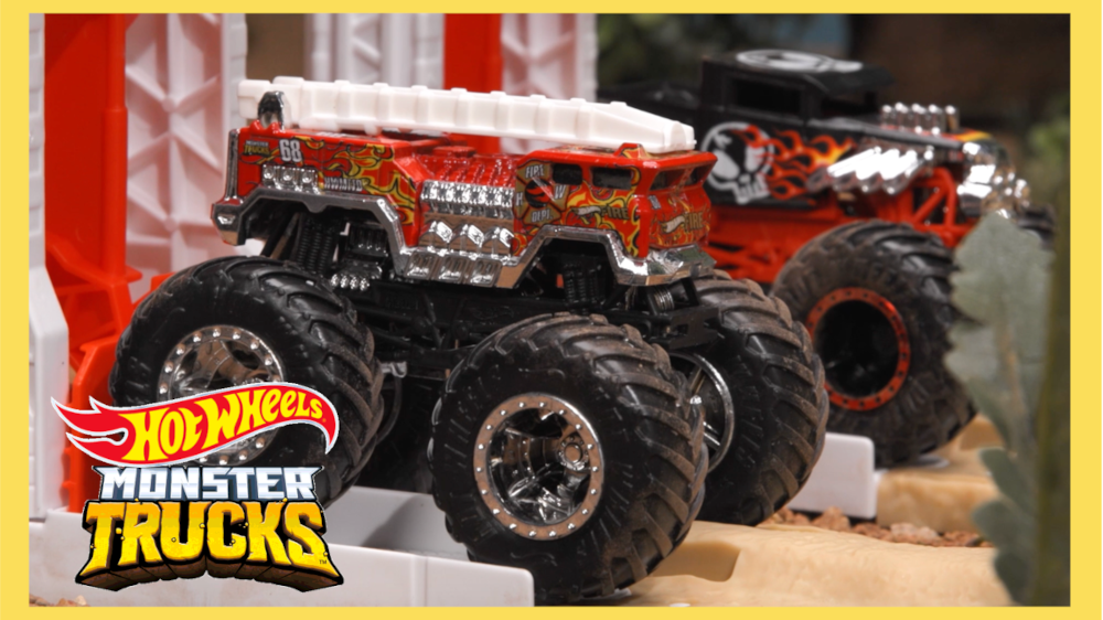Hot Wheels Monster Trucks Go Downhill Racing! 🚗 🔥 - Monster Truck Videos  for Kids 